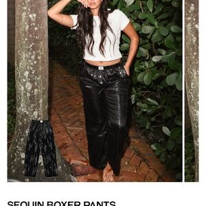 Sequin Boxer Pants in Black